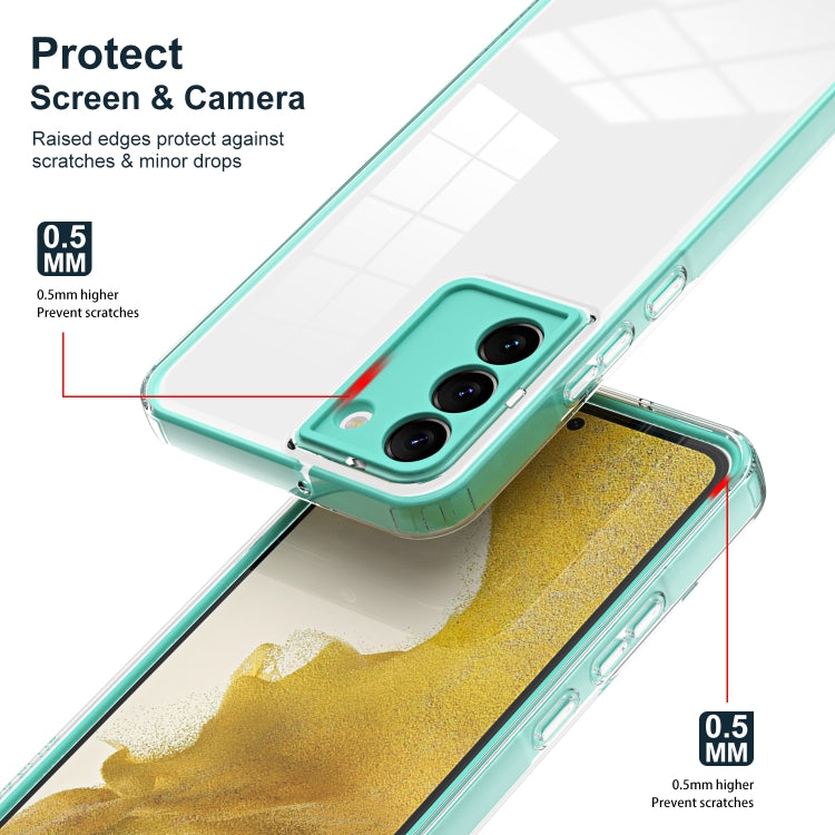 For Samsung Galaxy S22 5G 3 in 1 Clear TPU Color PC Frame Phone Case