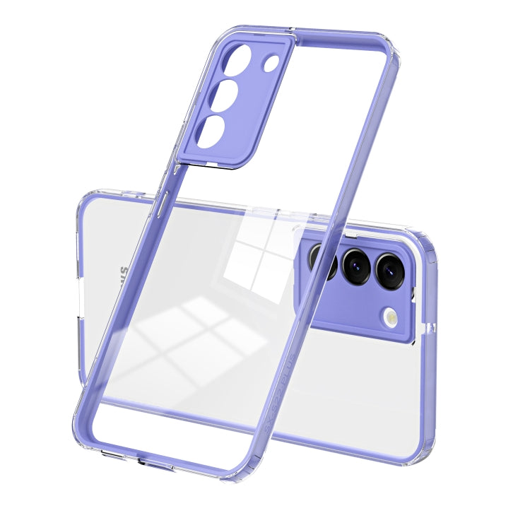 For Samsung Galaxy S22 5G 3 in 1 Clear TPU Color PC Frame Phone Case