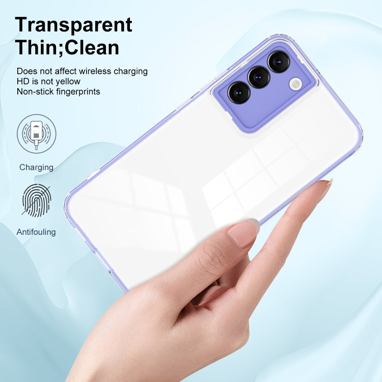 For Samsung Galaxy S22 5G 3 in 1 Clear TPU Color PC Frame Phone Case