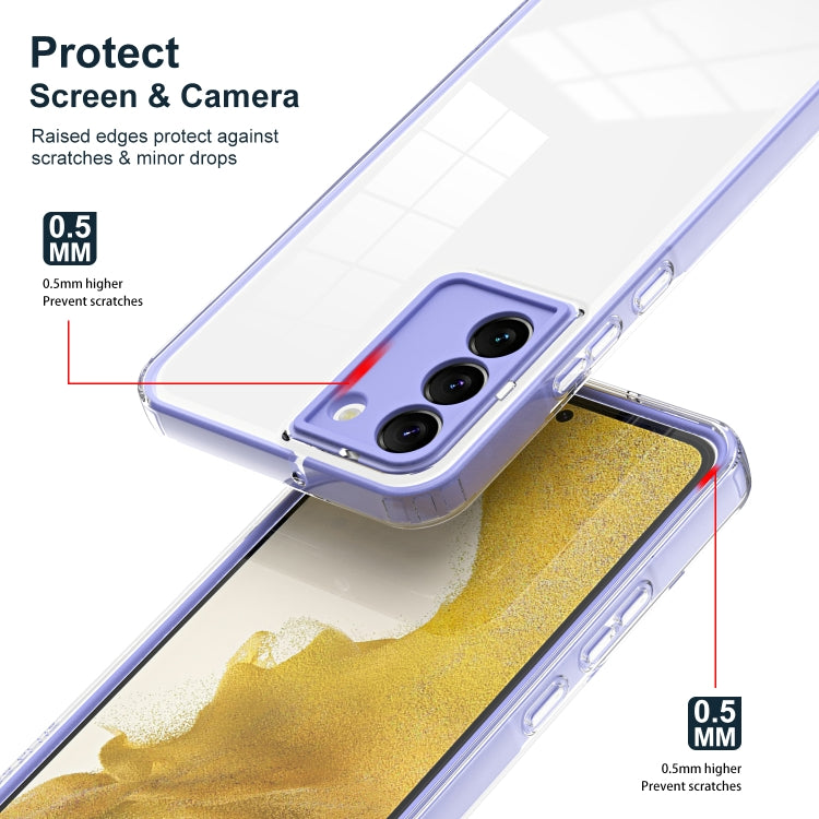 For Samsung Galaxy S22 5G 3 in 1 Clear TPU Color PC Frame Phone Case
