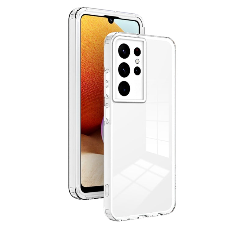 For Samsung Galaxy S22 Ultra 5G 3 in 1 Clear TPU Color PC Frame Phone Case