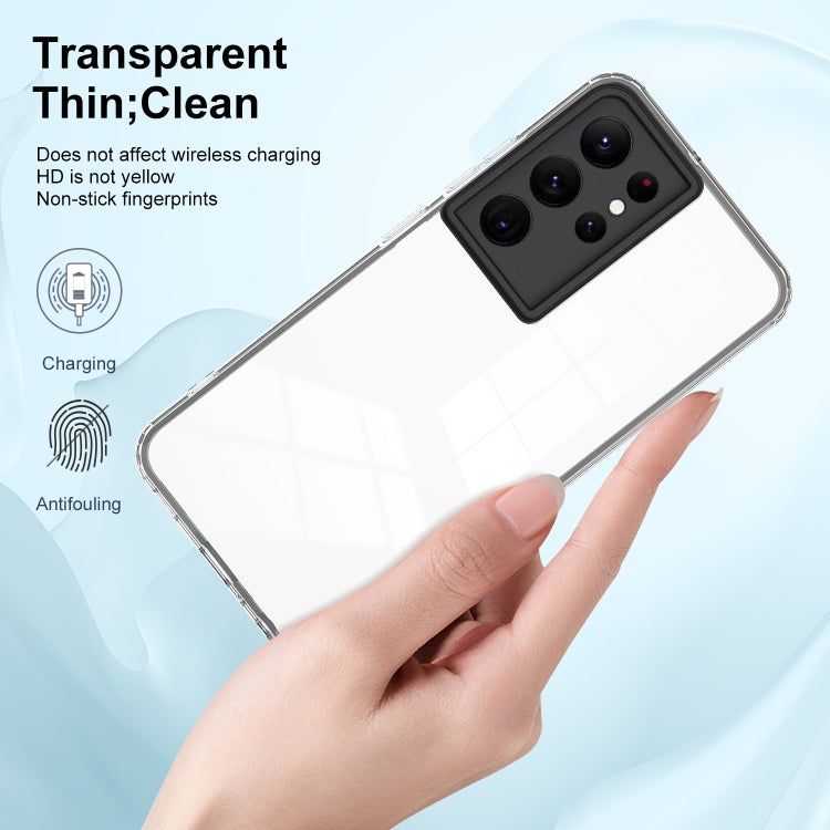 For Samsung Galaxy S22 Ultra 5G 3 in 1 Clear TPU Color PC Frame Phone Case