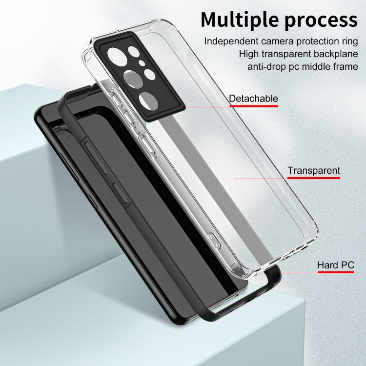 For Samsung Galaxy S22 Ultra 5G 3 in 1 Clear TPU Color PC Frame Phone Case