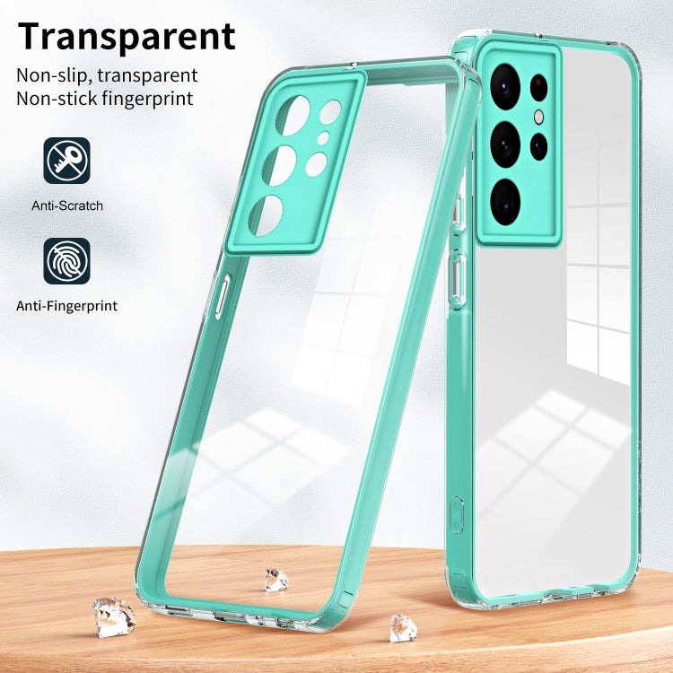 For Samsung Galaxy S22 Ultra 5G 3 in 1 Clear TPU Color PC Frame Phone Case