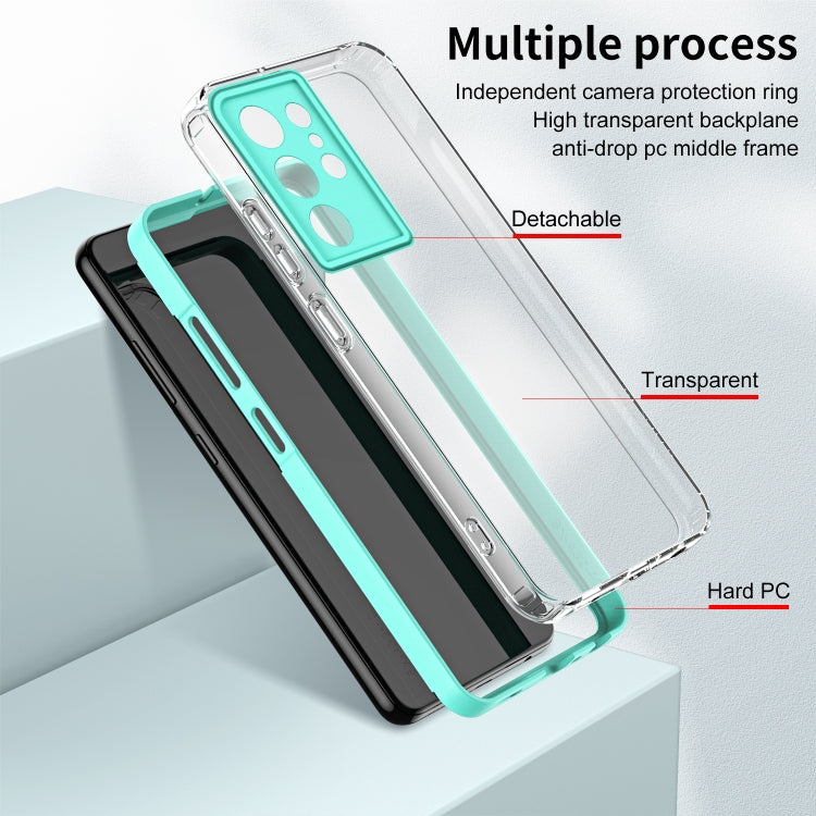 For Samsung Galaxy S22 Ultra 5G 3 in 1 Clear TPU Color PC Frame Phone Case