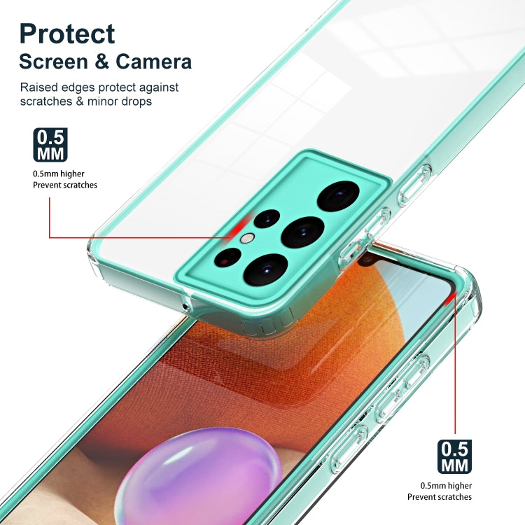 For Samsung Galaxy S22 Ultra 5G 3 in 1 Clear TPU Color PC Frame Phone Case