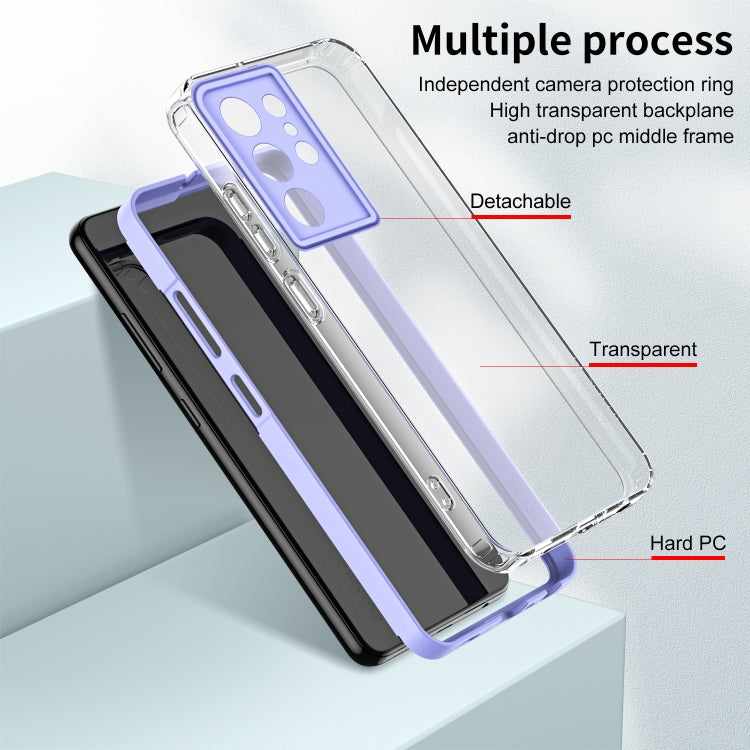 For Samsung Galaxy S22 Ultra 5G 3 in 1 Clear TPU Color PC Frame Phone Case