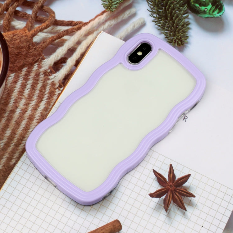 For iPhone X / XS Candy Color Wave TPU Clear PC Phone Case