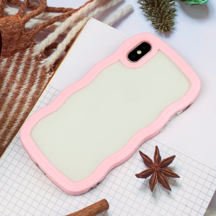 For iPhone X / XS Candy Color Wave TPU Clear PC Phone Case