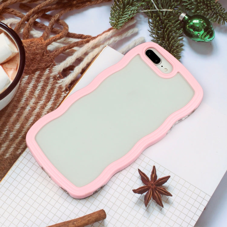 Candy Color Wave TPU Clear PC Phone Case For iPhone 7 Plus / 8 Plus