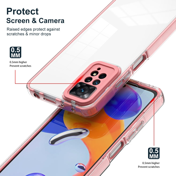 For Xiaomi Redmi Note 11 Pro 5G / 4G 3 in 1 Clear TPU Color PC Frame Phone Case