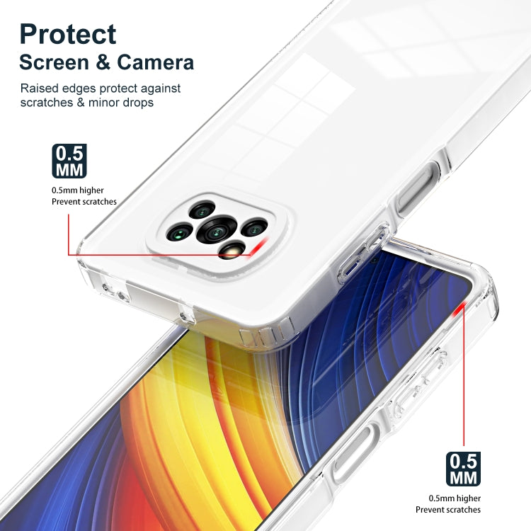 For Xiaomi Poco X3 3 in 1 Clear TPU Color PC Frame Phone Case