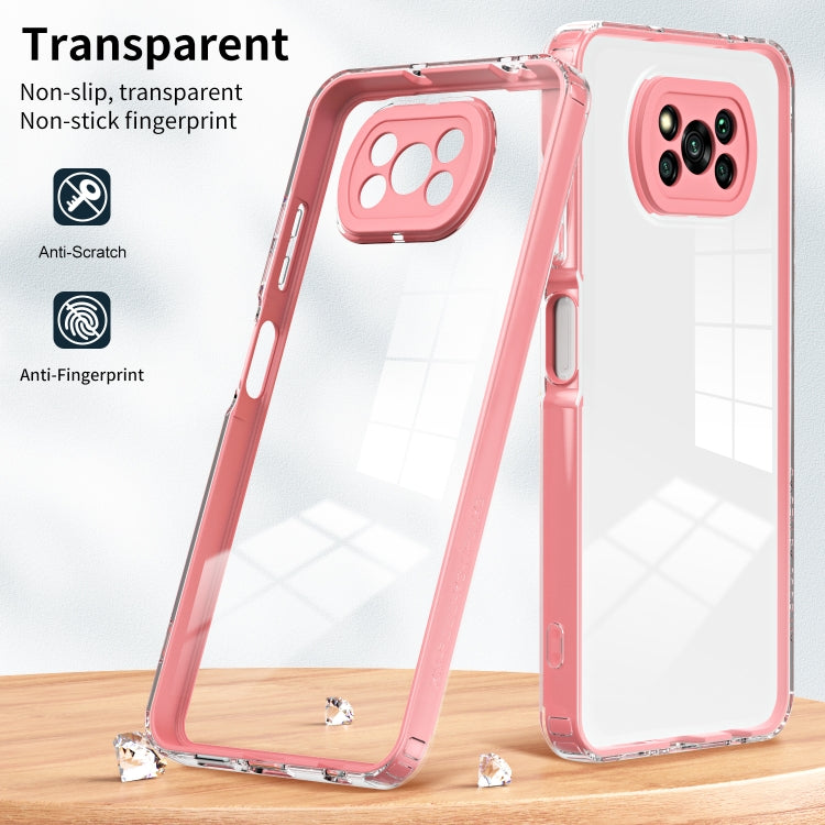 For Xiaomi Poco X3 3 in 1 Clear TPU Color PC Frame Phone Case