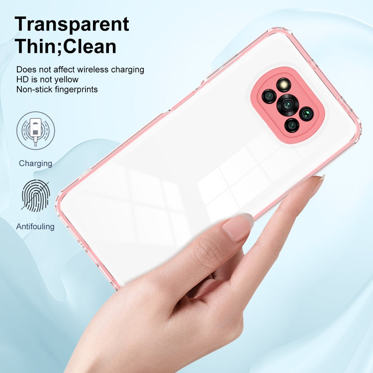 For Xiaomi Poco X3 3 in 1 Clear TPU Color PC Frame Phone Case