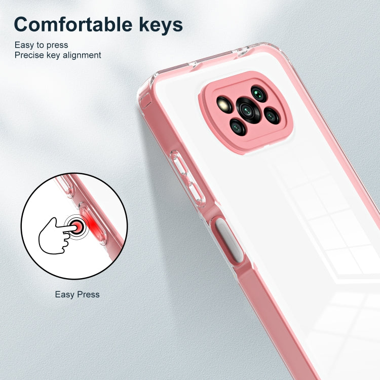 For Xiaomi Poco X3 3 in 1 Clear TPU Color PC Frame Phone Case