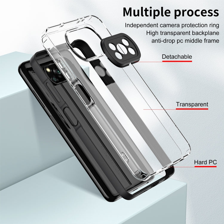 For Xiaomi Poco X3 3 in 1 Clear TPU Color PC Frame Phone Case