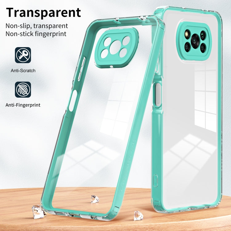 For Xiaomi Poco X3 3 in 1 Clear TPU Color PC Frame Phone Case