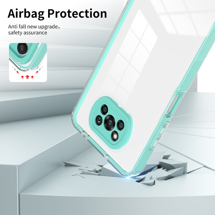 For Xiaomi Poco X3 3 in 1 Clear TPU Color PC Frame Phone Case