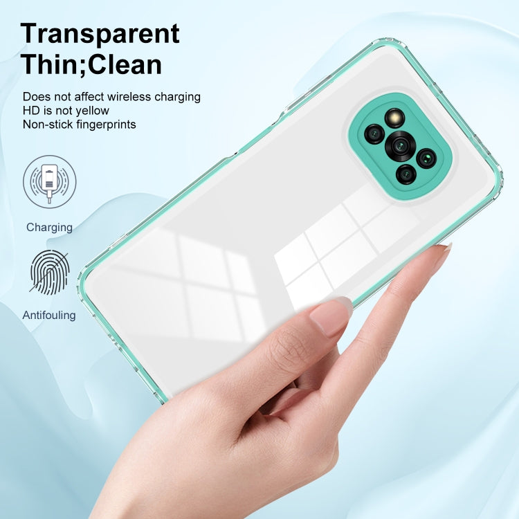 For Xiaomi Poco X3 3 in 1 Clear TPU Color PC Frame Phone Case