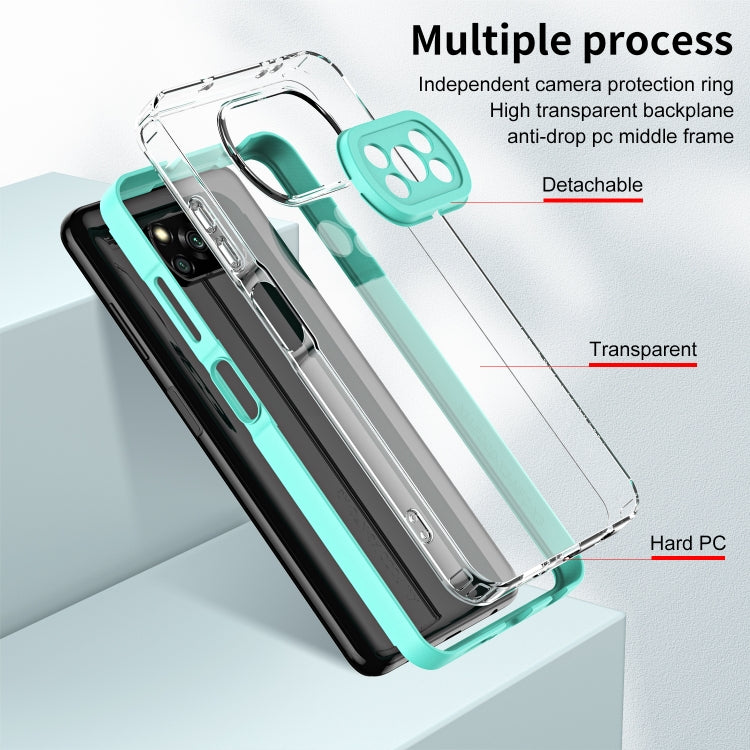 For Xiaomi Poco X3 3 in 1 Clear TPU Color PC Frame Phone Case