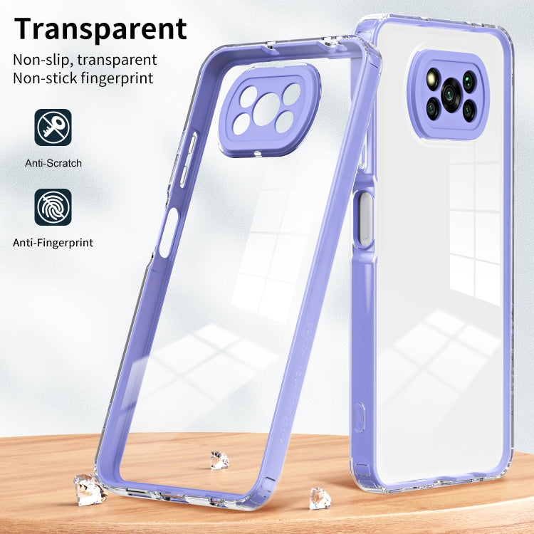 For Xiaomi Poco X3 3 in 1 Clear TPU Color PC Frame Phone Case
