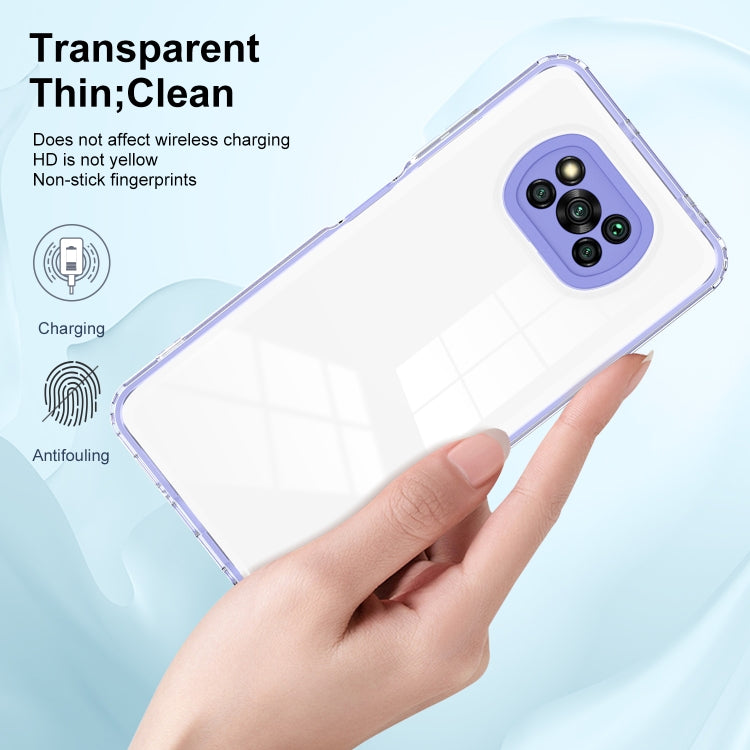 For Xiaomi Poco X3 3 in 1 Clear TPU Color PC Frame Phone Case