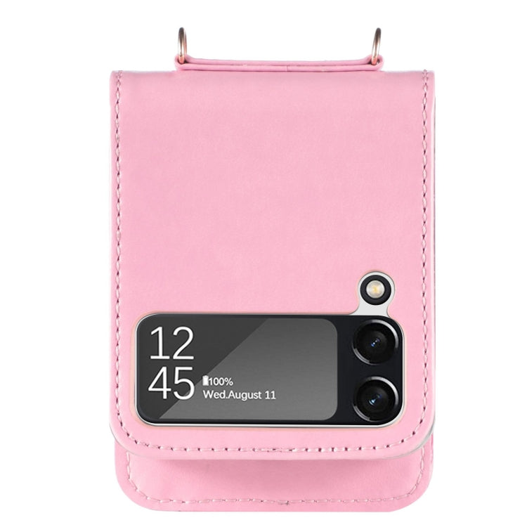 For Samsung Galaxy Z Flip4 5G Diagonal Lanyard Embossed Card Phone Case