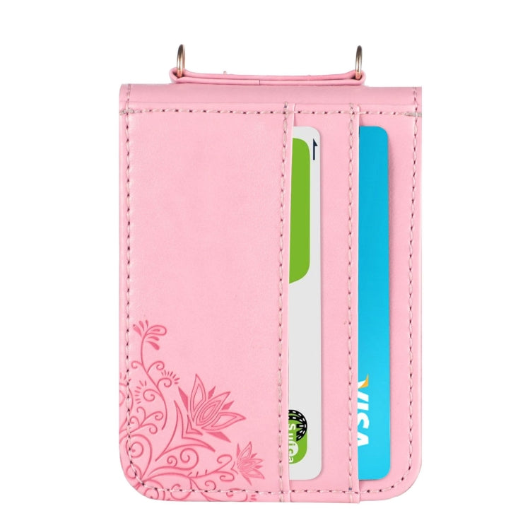 For Samsung Galaxy Z Flip4 5G Diagonal Lanyard Embossed Card Phone Case