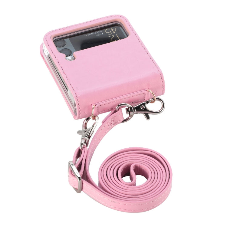 For Samsung Galaxy Z Flip4 5G Diagonal Lanyard Embossed Card Phone Case