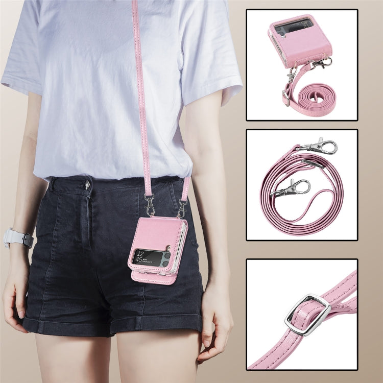 For Samsung Galaxy Z Flip4 5G Diagonal Lanyard Embossed Card Phone Case