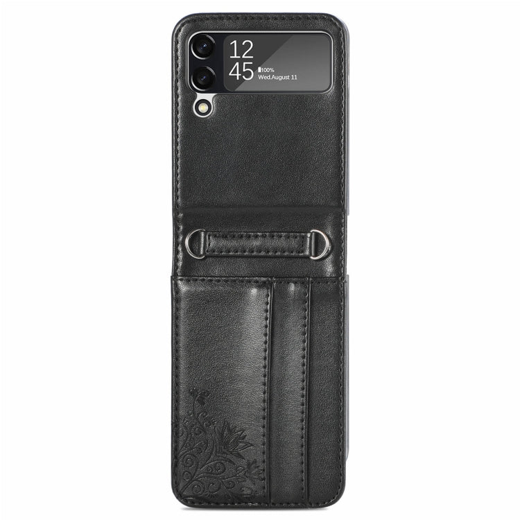 For Samsung Galaxy Z Flip4 5G Diagonal Lanyard Embossed Card Phone Case