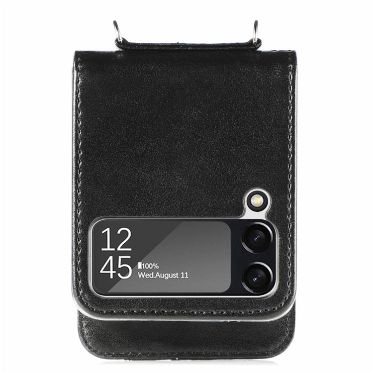 For Samsung Galaxy Z Flip4 5G Diagonal Lanyard Embossed Card Phone Case