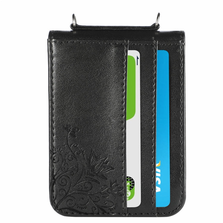 For Samsung Galaxy Z Flip4 5G Diagonal Lanyard Embossed Card Phone Case