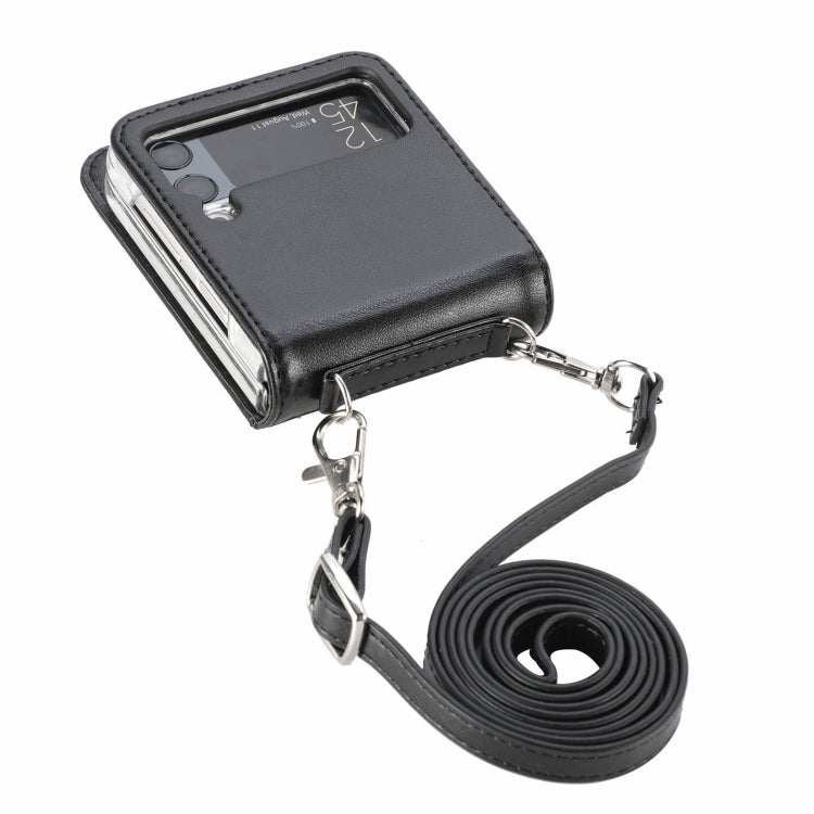 For Samsung Galaxy Z Flip4 5G Diagonal Lanyard Embossed Card Phone Case