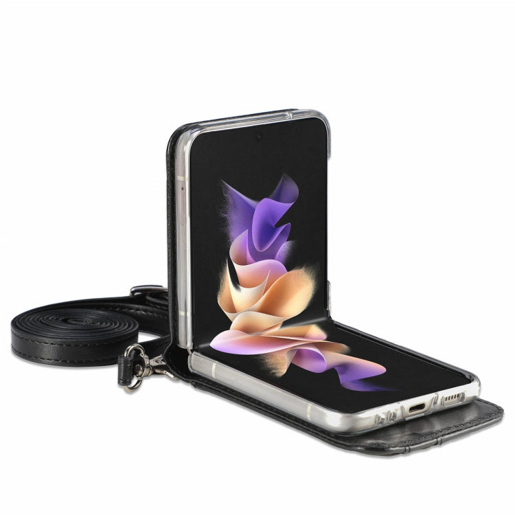 For Samsung Galaxy Z Flip4 5G Diagonal Lanyard Embossed Card Phone Case