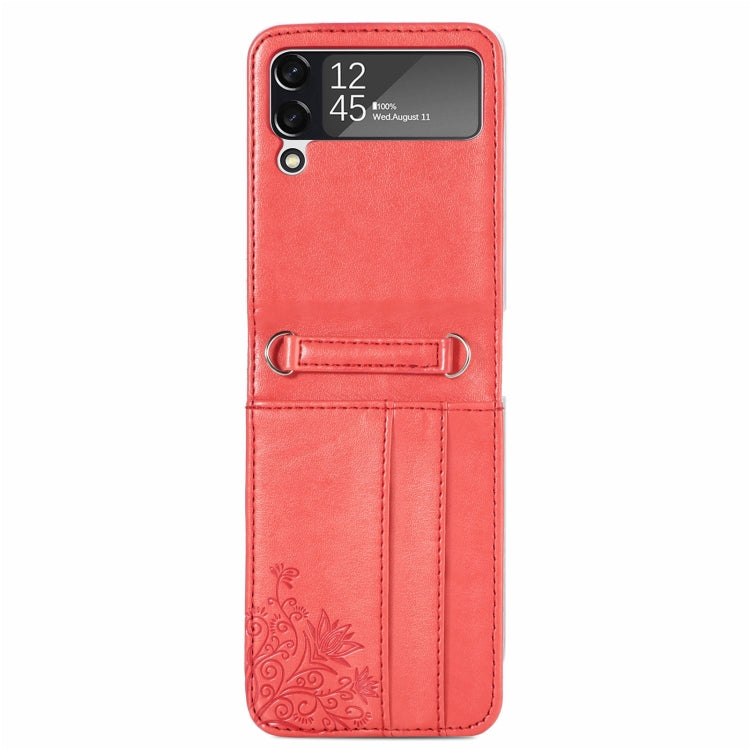 For Samsung Galaxy Z Flip4 5G Diagonal Lanyard Embossed Card Phone Case