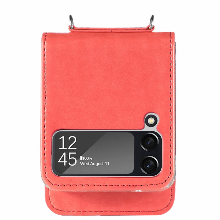 For Samsung Galaxy Z Flip4 5G Diagonal Lanyard Embossed Card Phone Case