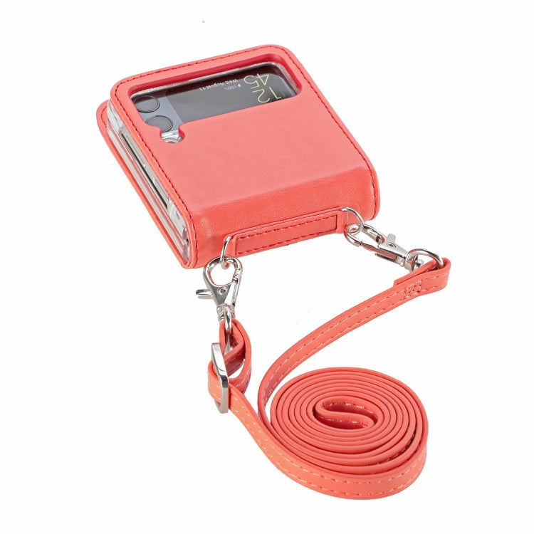 For Samsung Galaxy Z Flip4 5G Diagonal Lanyard Embossed Card Phone Case