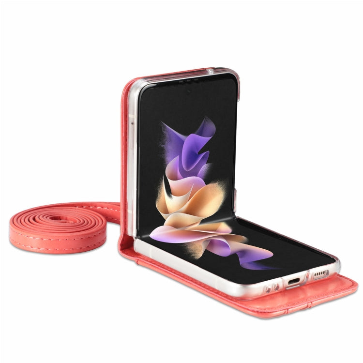 For Samsung Galaxy Z Flip4 5G Diagonal Lanyard Embossed Card Phone Case
