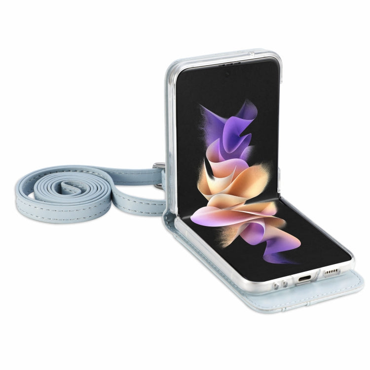 For Samsung Galaxy Z Flip4 5G Diagonal Lanyard Embossed Card Phone Case