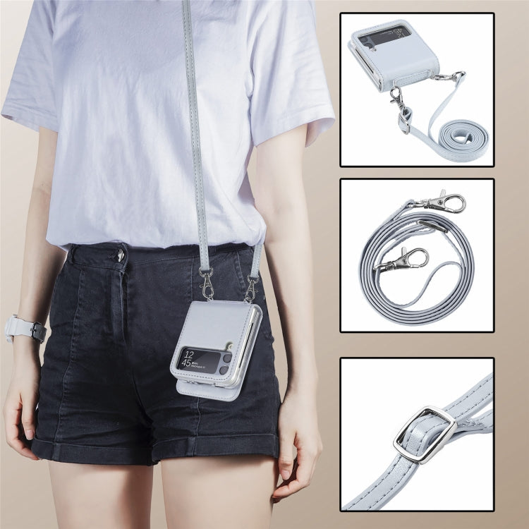 For Samsung Galaxy Z Flip4 5G Diagonal Lanyard Embossed Card Phone Case