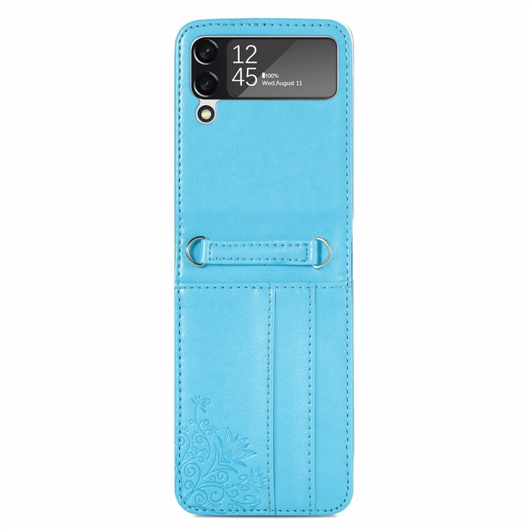 For Samsung Galaxy Z Flip4 5G Diagonal Lanyard Embossed Card Phone Case