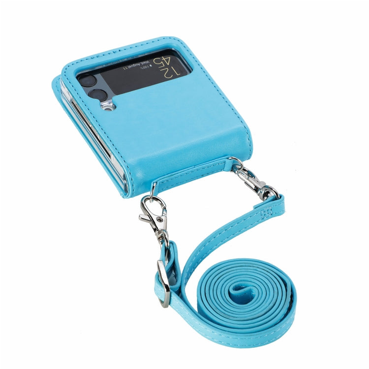 For Samsung Galaxy Z Flip4 5G Diagonal Lanyard Embossed Card Phone Case