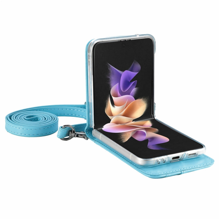 For Samsung Galaxy Z Flip4 5G Diagonal Lanyard Embossed Card Phone Case