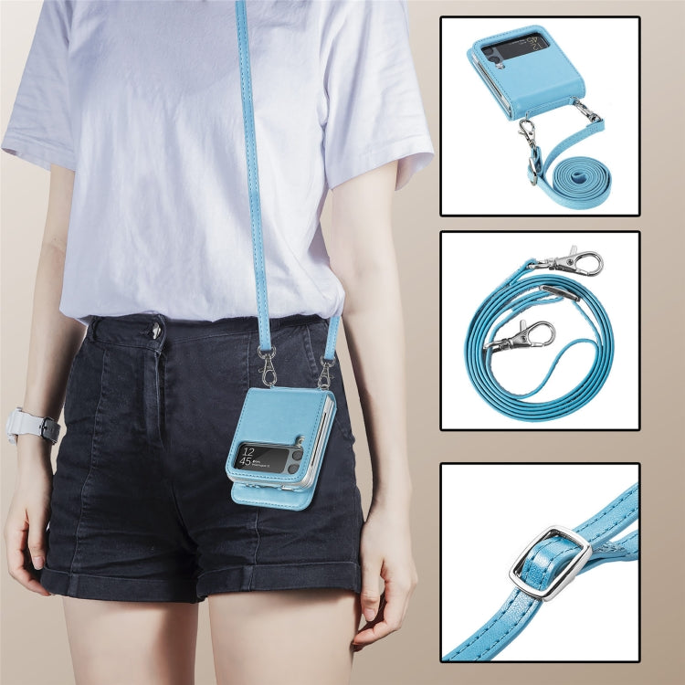 For Samsung Galaxy Z Flip4 5G Diagonal Lanyard Embossed Card Phone Case