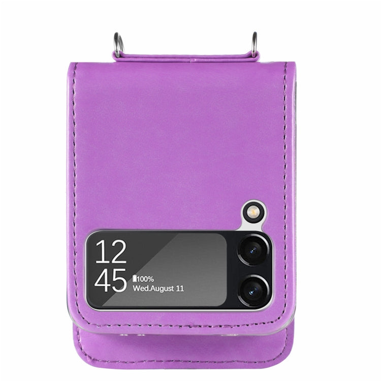 For Samsung Galaxy Z Flip4 5G Diagonal Lanyard Embossed Card Phone Case