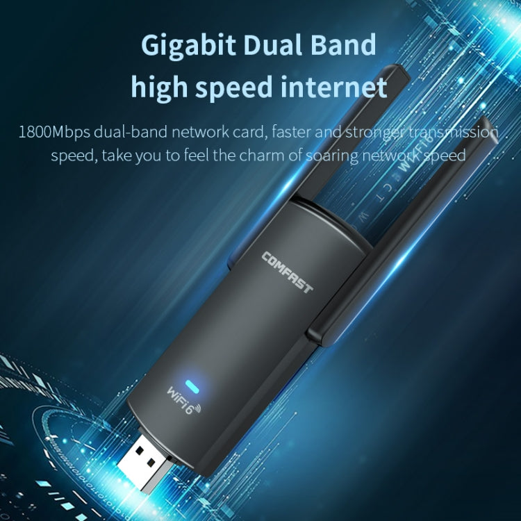 COMFAST CF-953AX 1800Mbps USB 3.0 WiFi6 Wireless Network Card with Antenna(Black)