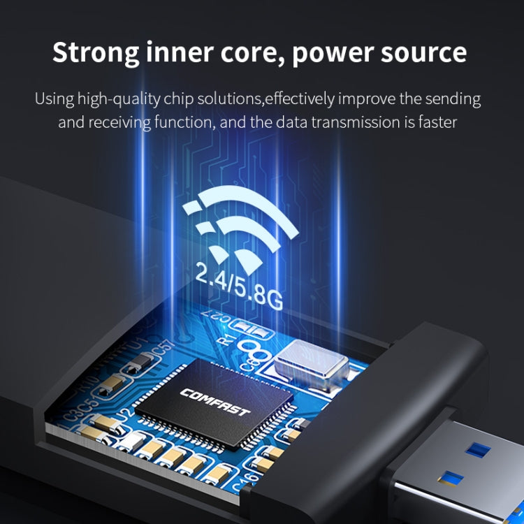 COMFAST CF-953AX 1800Mbps USB 3.0 WiFi6 Wireless Network Card with Antenna(Black)