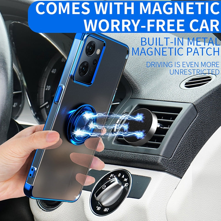 For OPPO Reno7 A Electroplating Ring Holder Transparent Phone Case