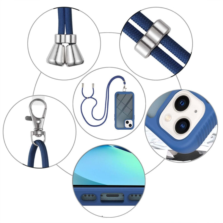 For iPhone 14 Starry Sky Solid Color Series Shockproof PC + TPU Phone Case with Neck Strap